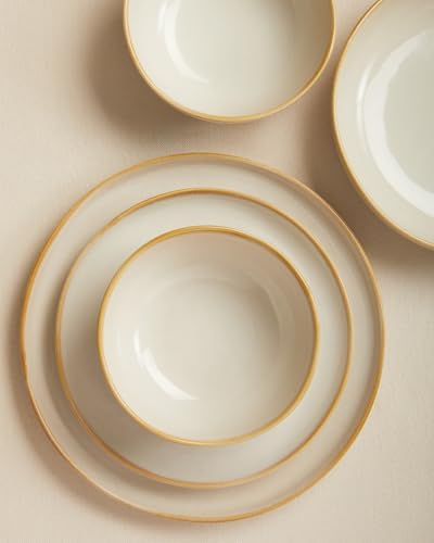 Pokini Stoneware Dinnerware Sets for 4, 12Pcs Ceramic Plates and Bowls Sets - Image 5