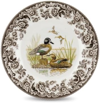 Spode – Woodland Woodland Salad Plate - Blue-Winged Teal - Brown/White by Spode