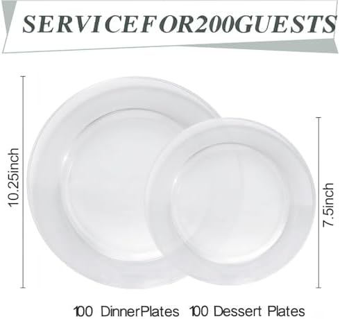 Bestluck 200PCS Clear Plastic Plates, Disposable Plates for 100 Guests - Image 6