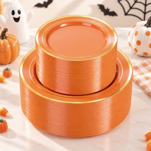 BESTVIP 200PCS Orange with Gold Plastic Plate by Bestvip