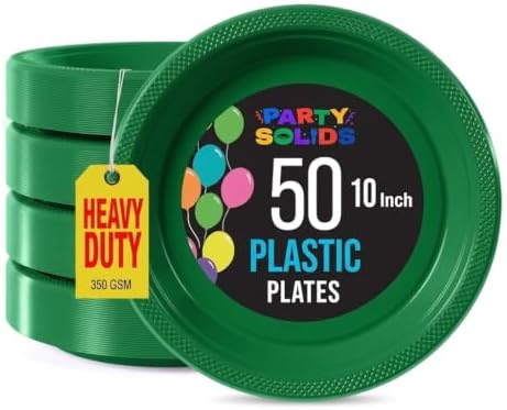 Exquisite Party Solids Sturdy Green Plastic Plates 10" Party Plates 50 Pcs by Exquisite