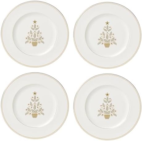 Lenox Federal Gold Christmas Accent Plates, Appetizer Set for 4 by Lenox
