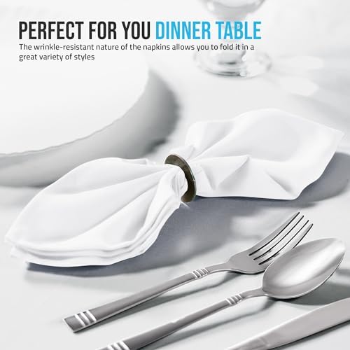 Utopia Home [12 Pack, White] Cloth Napkins 20x20 Inches, 100% Polyester - Image 4
