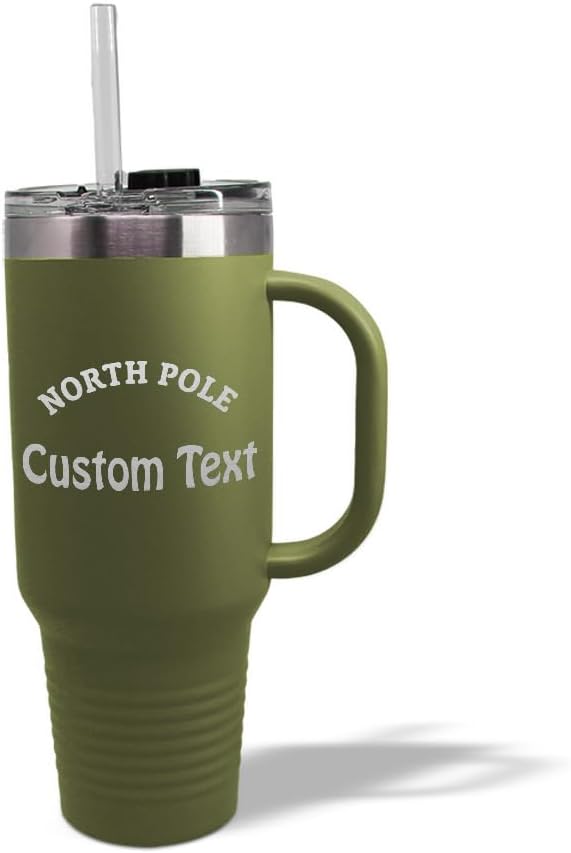 Custom Tumbler Cups with Straw North Pole Social Club Christmas Xmas Coffee Tumbler with Lid Personalized Insulated Travel Mugs Engraved Stainless-Steel 40 Oz Forest Green Personalized Text Here