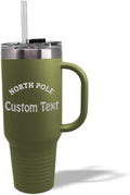 Custom Tumbler Cups with Straw North Pole Social Club Christmas Xmas Coffee Tumbler with Lid Personalized Insulated Travel Mugs Engraved Stainless-Steel 40 Oz Forest Green Personalized Text Here