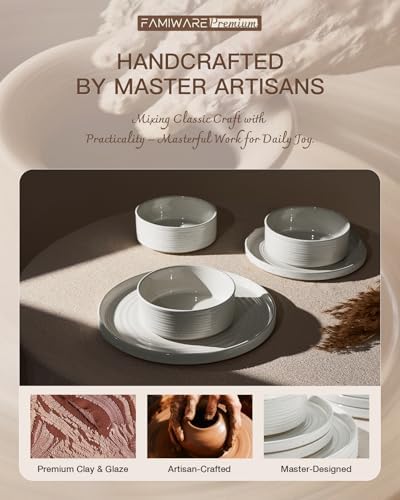 Stoneware Dinnerware Sets, Plates, Bowls, Dishes Set for 6 - Image 6
