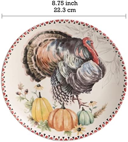 Bico Blessing Season Salad Plates Set of 4, 8.75 Inch Ceramic Dessert Plates for Salad, Appetizer, Side Dishes, Microwave and Dishwasher Safe, Gift for Housewarming and Thanksgiving - Image 2