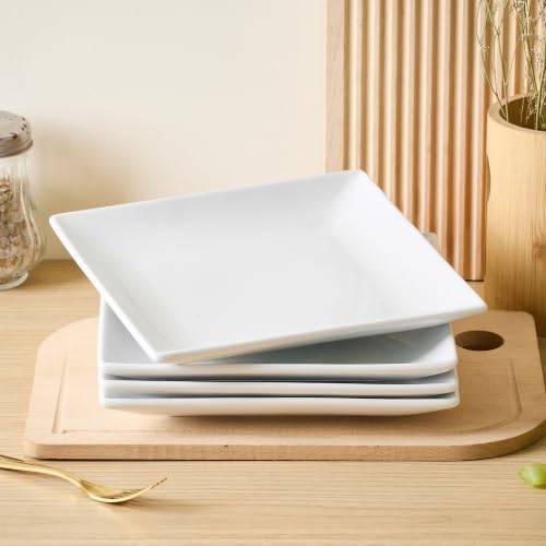 Square Appetizer Plates Set of 4, 8" Porcelain Dessert Plate - Image 7