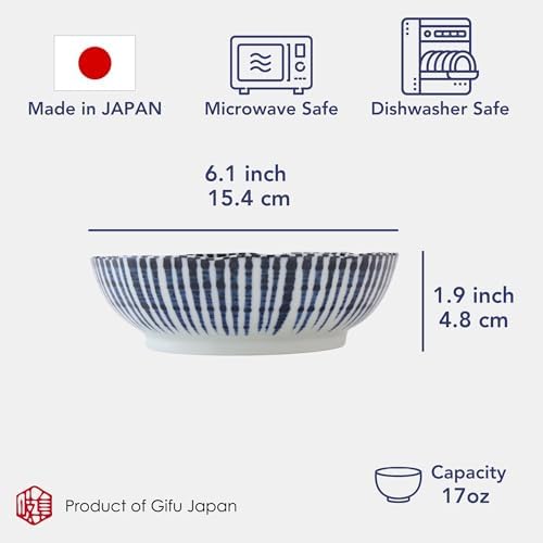 Blue Serving Bowl, Japanese Bowls 17 oz, 6.1" Microwave & Dishwasher Safe - Image 2