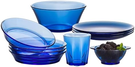 STP GOODS Borosilicate Glass Dinner Plate, Glass Eating Plates, Circular Dinnerware for Salad, Bread, Dinner (Blue 10.5") - Image 6