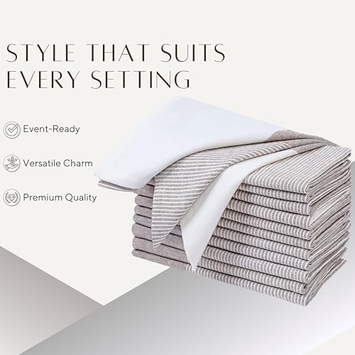 Nut Brown Cotton Cloth Napkins Set of 4, 18x18 Inch - Image 6