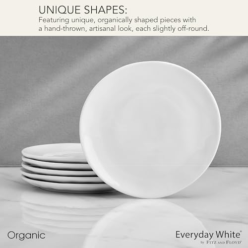 Fitz and Floyd Everyday Organic White Porcelain Appetizer Dessert Plates, Set of 6, 6 Inch - Image 4