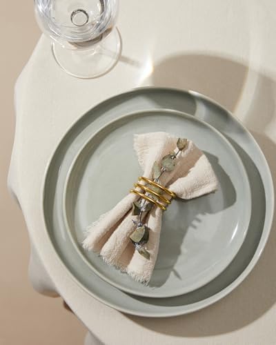 Pokini Stoneware Dinnerware Sets for 8, 32Pcs Ceramic Plates and Bowls Sets - Image 5
