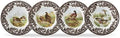 Spode Woodland Canapé Plate Set – 4 Piece 6.5 Inch Fine Porcelain Plates Featuring Red Grouse, Pheasant, Quail & Wood Duck Motifs – Microwave, Dishwasher & Warm Oven Safe, Made in England by Spode