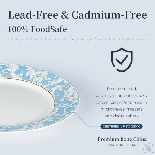 12-Piece Porelain Dinnerware Set, Light Blue - Image 4