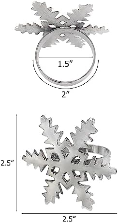 COTTON CRAFT Snowflake Napkin Rings - Set of 8 Silver Christmas Napkin Ring - Image 3
