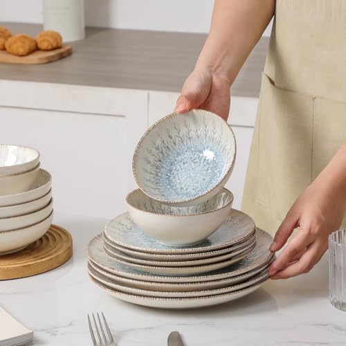 DOMICREVERY Ceramic Plates and Bowls Sets, 16 pcs Dinnerware sets for 4 - Image 4
