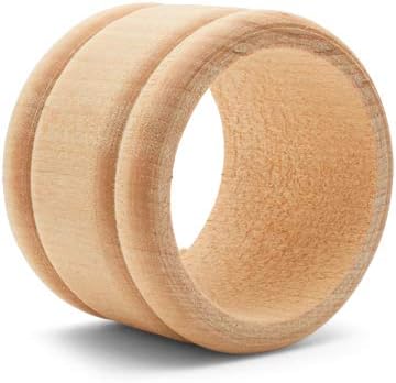Vintage Wooden Napkin Rings Set of 6, 1-3/4 inch Unfinished Napkin Rings Wood for Housewarming Gift, by Woodpeckers