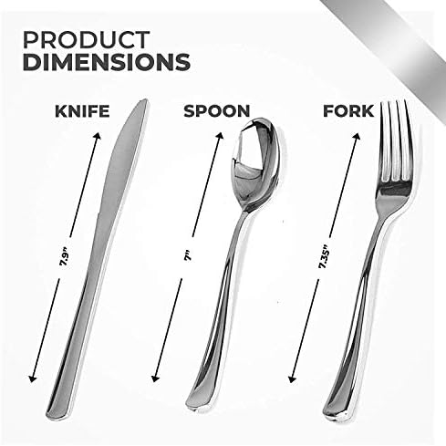 160 Pack Silver Plastic Cutlery Disposable Silverware - 80 Forks, 40 Knives, 40 Spoons - For Catering, Parties, Dinners, Weddings, and Everyday Use, Stock Your Home - Image 6