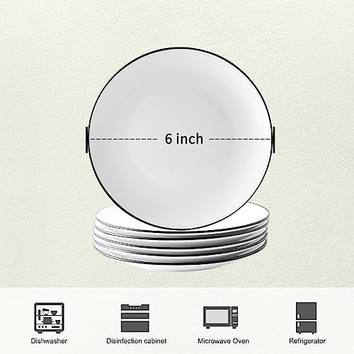 YOLIFE 6 inch Small Ceramic Plates, Appetizer Plates Set of 6 - Image 3