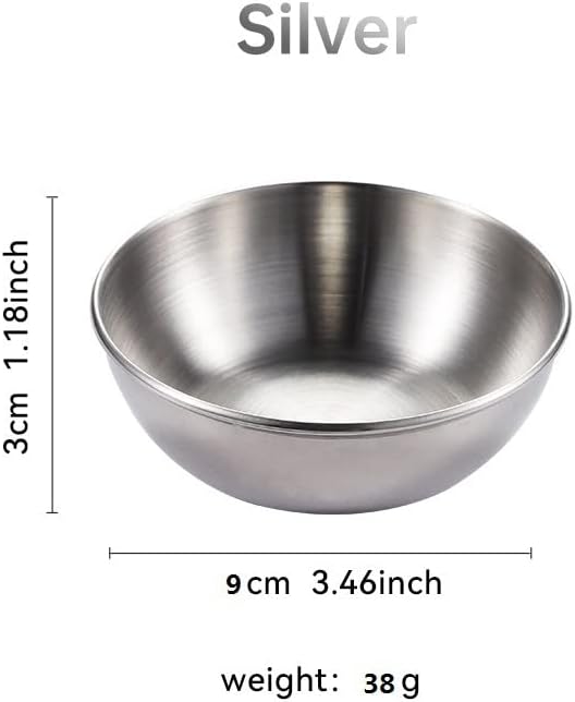 Sauce Dishes 12PCS 3.46inch Stainless Steel Sauce Bowl Mini Individual Round Seasoning Dishes Sushi Dipping Bowl Appetizer Plates (Silver)