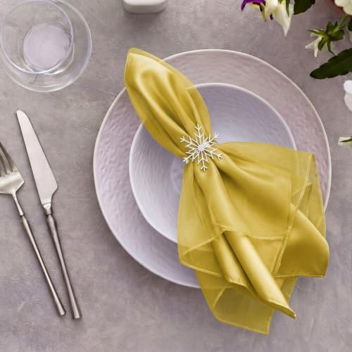 Tigeen 12 Pcs Organza Dinner Napkins 20x20 Sheer Sparkly,Shining Gold - Image 4