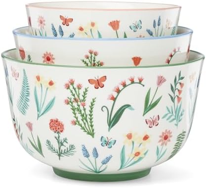 Oneida First Blooms Porcelain Nesting Bowls, Set of 3 by Oneida