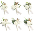 Floroom Set of 6 Ivory Foam Rose Boutonnieres with Pins for Men Wedding for Groom Groomsmen Wedding Ceremonies Anniversaries Formal Dinners Parties Proms White by Floroom
