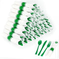 50 Pack Pre Rolled Green Plastic Silverware Set with Napkin by Dlebay