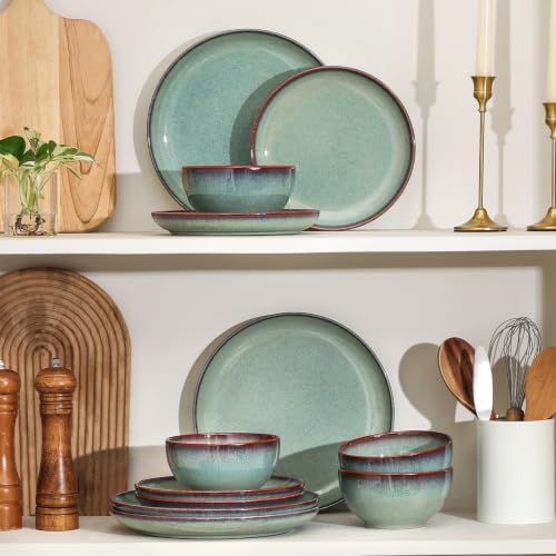 DOMICREVERY Ceramic Dinnerware Sets for 4, 12 Piece Plates and Bowls Sets - Image 7