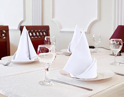 Utopia Kitchen Cotton Blend White Cloth Napkins [12 Pack, 20x20 Inch] - Image 2