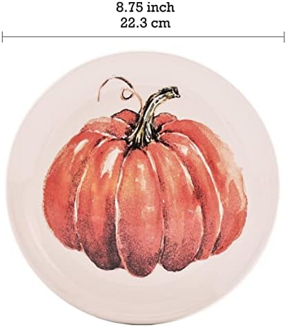 Bico Pumpkin Feast Salad Plates Set of 4, 8.75 Inch Ceramic Dessert Plates for Salad, Appetizer, Side Dishes, Microwave and Dishwasher Safe, Gift for Housewarming and Thanksgiving - Image 2