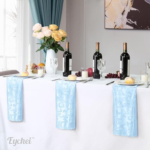 12 Pack Baby Blue Damask Satin Napkins 17 x 17 Inch - Image 5