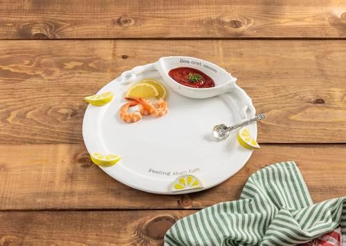 Mud Pie White Ceramic Seafood Platter With Dip - Image 2