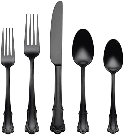 Oneida James Street Black Satin 20-Piece Silverware Set for 4, Flatware by Oneida