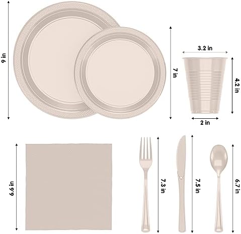 Exquisite 350 Pcs Ivory Plates and Napkins Party Supplies Plate Sets - Image 2