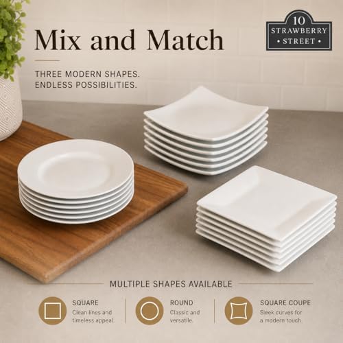 10 Strawberry Street Simply Round 6" Appetizer Plate, Set of 6, White, 6RD-6ACE-TSS - Image 7