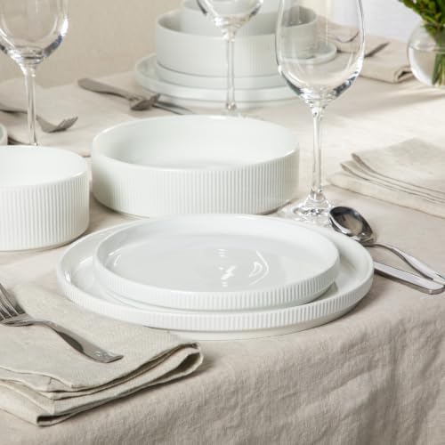 Gibson Home Plates and Bowls Set, 16 Piece Dinnerware Set for 4, Embossed - Image 3