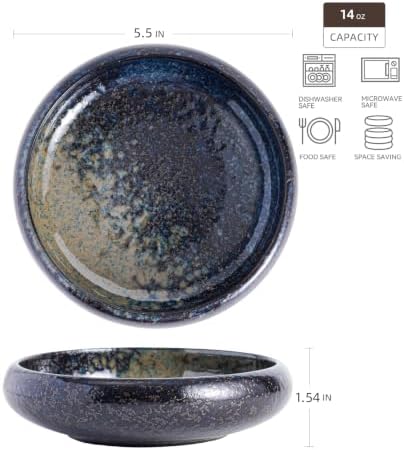 Uaral Japanese Salad Plate,Blue Plates and Bowls Set,Stoneware Plate Set,Appetizer Plates Set of 4,5.5inch,14oz(Nebula Blue) - Image 5
