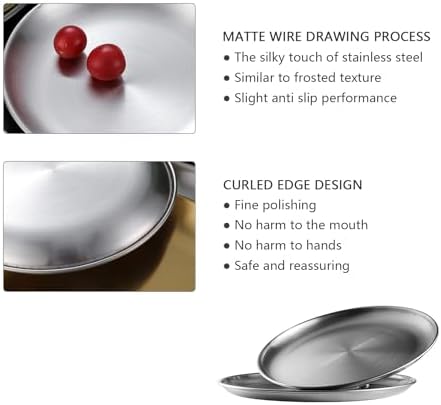 Stainless Steel Plates,6 Pcs 8Inch Dinner Platess Camping Plate,Perfect for Snack Candy Pizza Fruit Camping Etc.Reusable and Dishwasher Safe (6, 8 inches) - Image 4
