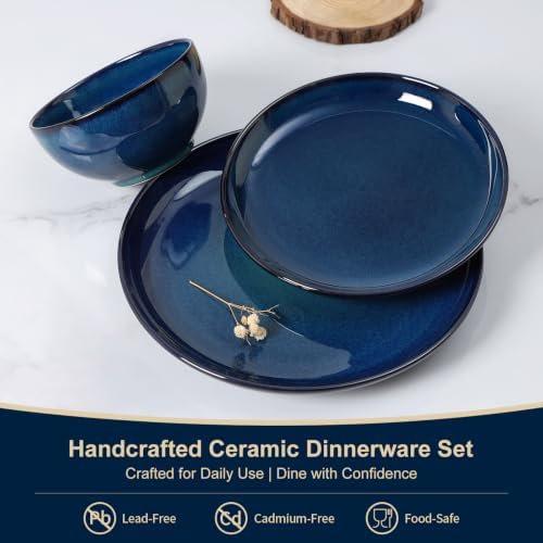 DOMICREVERY Ceramic Dinnerware Sets for 4, 12 Piece Plates and Bowls Sets - Image 2
