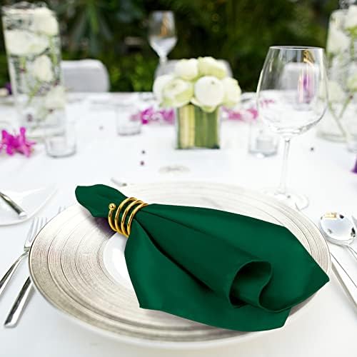MCEAST Satin Cloth Napkins and Napkin Rings Set of 8, Smooth Fabric Table Napkins and Napkin Holder for Wedding, Birthday Dinner Party, Family Gatherings, Table Decor (Dark Green, 17 x 17 Inches) - Image 6
