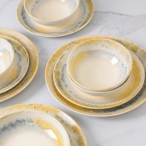 DOMICREVERY Ceramic Dinnerware Sets for 4, 12 pcs Plates and Bowls Sets - Image 4