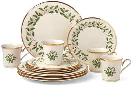 Lenox Holiday Christmas Porcelain 12-Piece Dinnerware Set with Mugs - Image 2