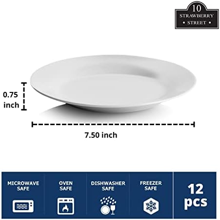10 Strawberry Street 7.5" Catering Round Salad/Dessert Plate, Set of 12,White - Image 2
