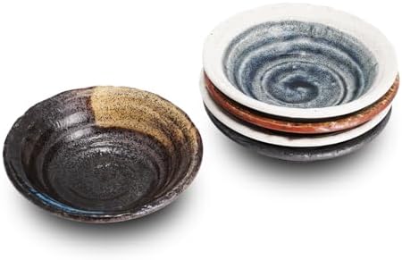 5.3 inches Serving Plates Set of 5, Rough Cut Shape Pottery, Dishwasher and microwave safe,Japanese Traditional Style and Color, Dessert plates, Appetizer Plates, Salad Plates (Deep Plate) - Image 7