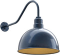 Steel Lighting Co. Hollywood Bowl Light | Outdoor Wall Mounted | 15 inch Bowl Dome | 23" Gooseneck | Barn Light Made in America | Gray Blue Exterior/Brass Interior