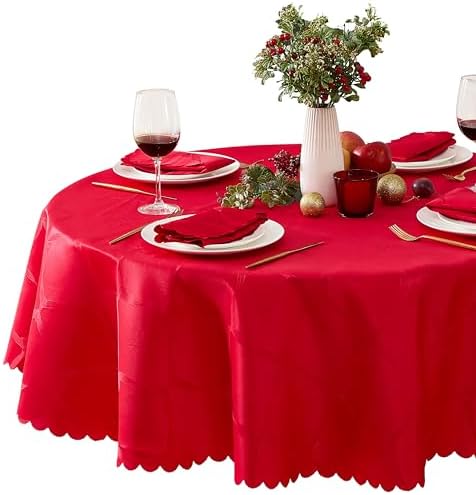 Newbridge Christmas Ribbons and Bows Red 70" Round Tablecloth - Image 6