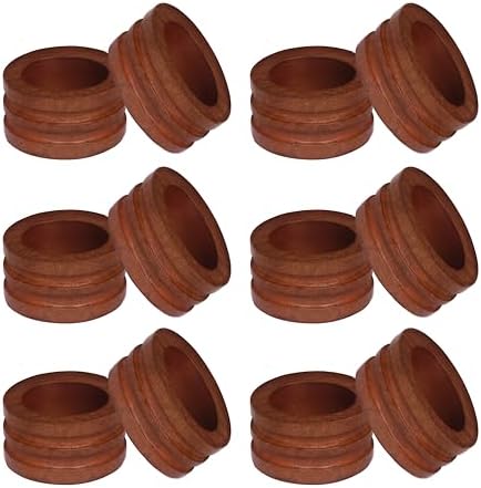 COTTON CRAFT Solid Wood Fluted Ribbed Napkin Rings - Set of 12 Napkin Rings by COTTONCRAFT