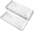 12" Rectangular Plates - Long Serving Trays for Sushi, Pasta, Chips, Appetizer, Cake - Ceramic Rectangle Platter for Party, Restaurant, Banquet (4Pack, Pink Sakura) by DealbyBox